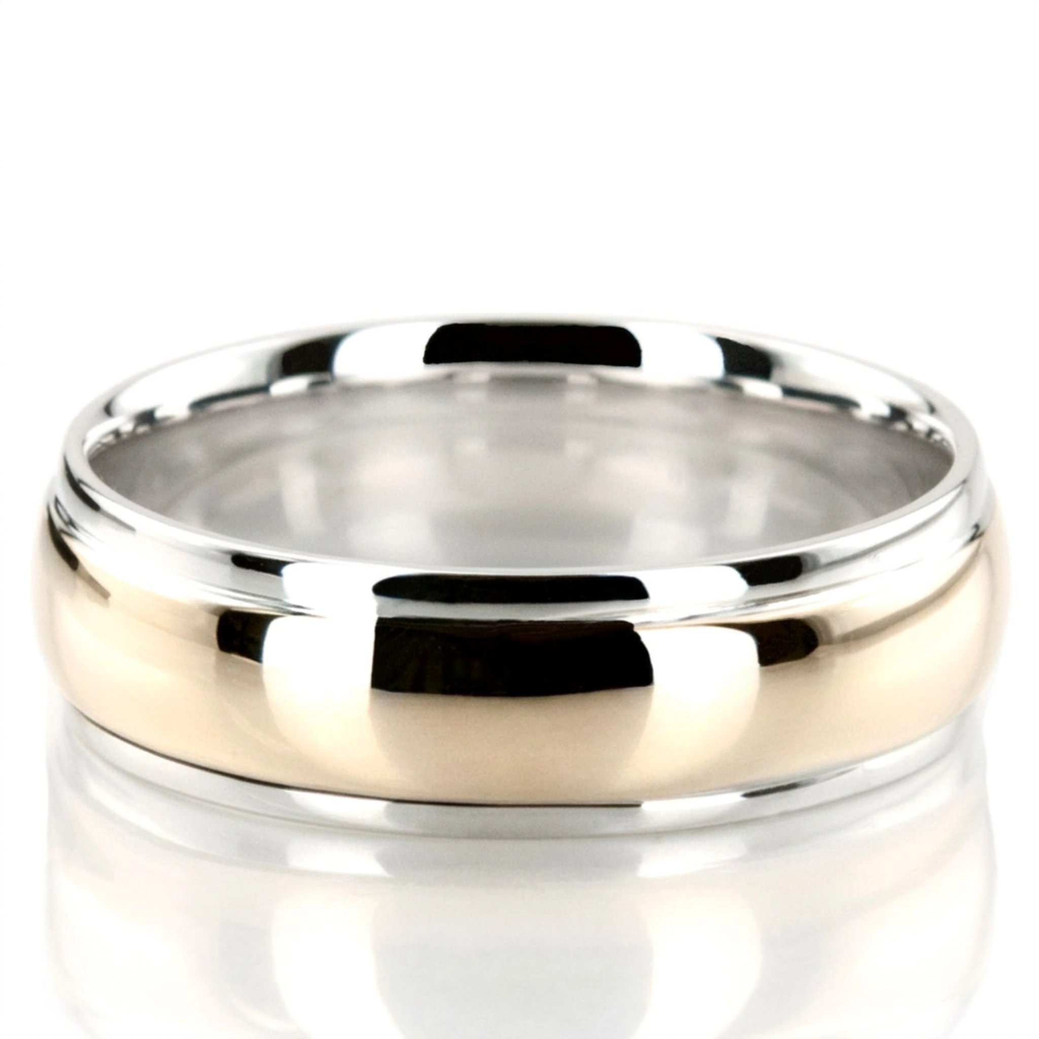 10K white-yellow-white gold 6mm. high polish simple-carved-wedding-bands - alternate view 5
