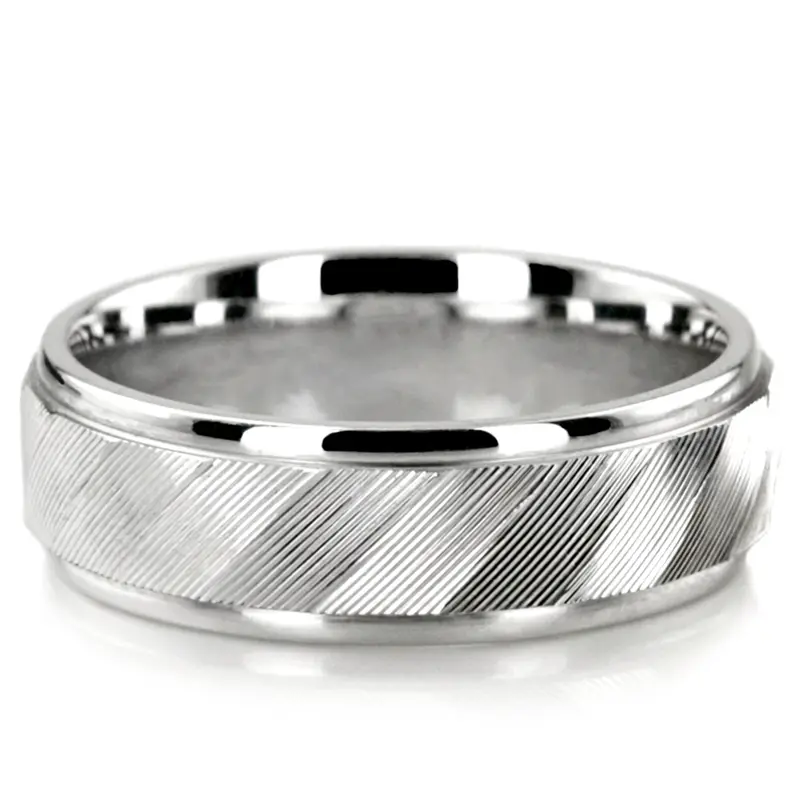 18K white gold 7mm. same as picture Finely-Carved-Wedding-Ring - main view