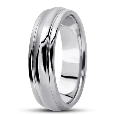10K white gold 6mm. high polish simple-carved-wedding-bands - alternate view 8 thumbnail