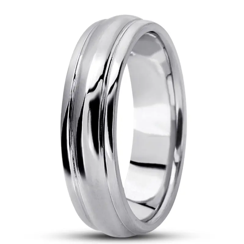 10K white gold 6mm. high polish simple-carved-wedding-bands - alternate view 8