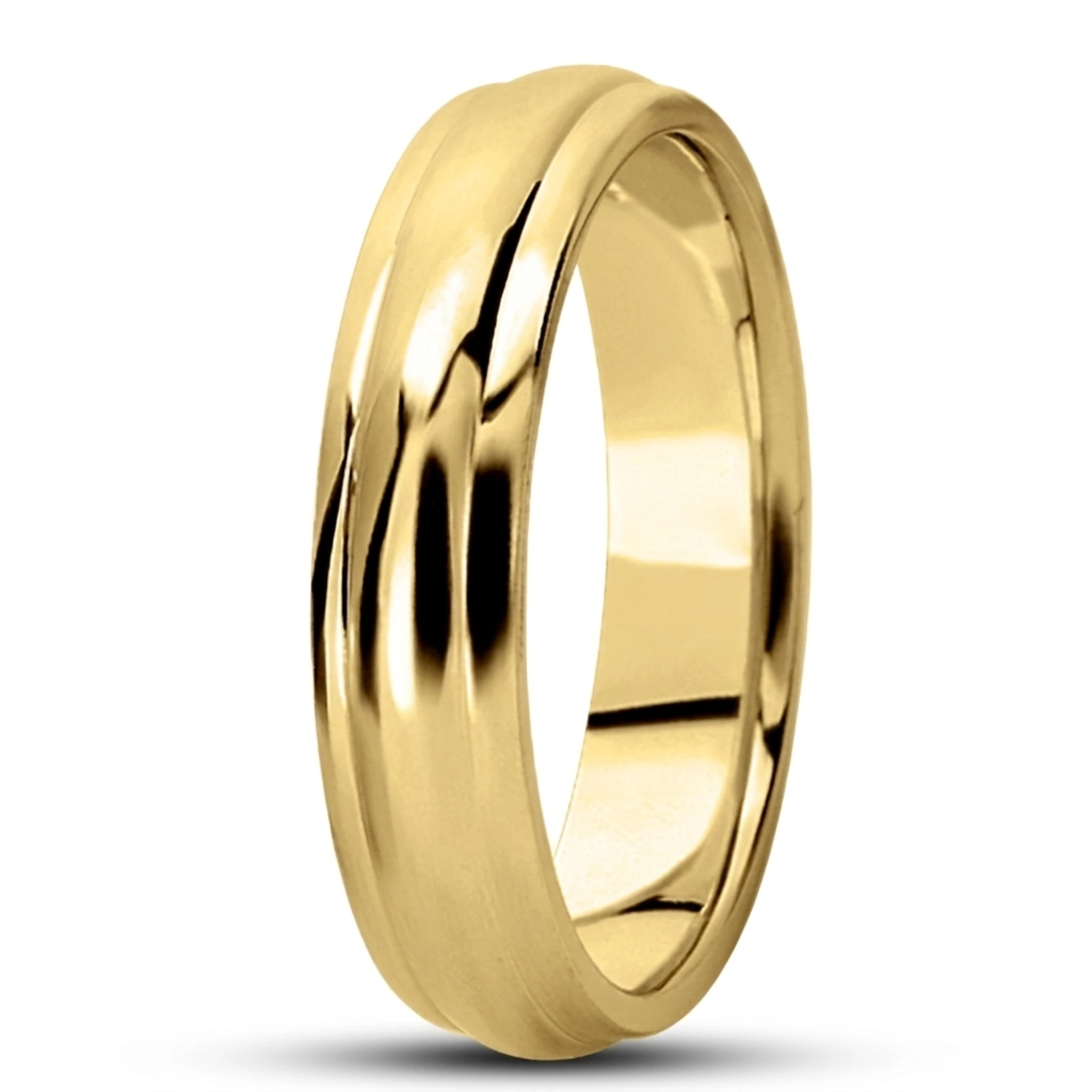 10K yellow gold 5mm. high polish simple-carved-wedding-bands - alternate view 6