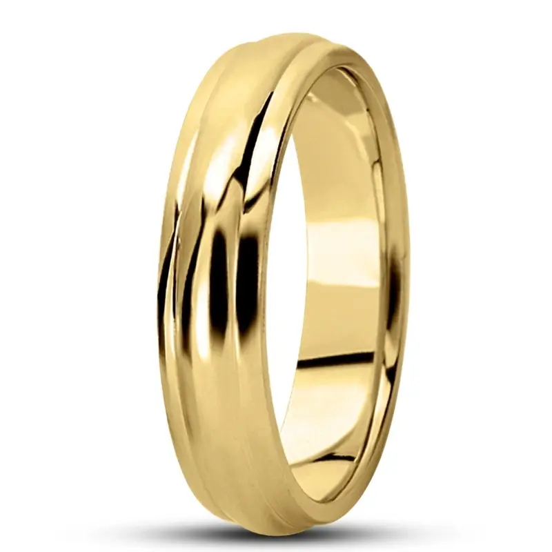 10K yellow gold 5mm. high polish simple-carved-wedding-bands - alternate view 6