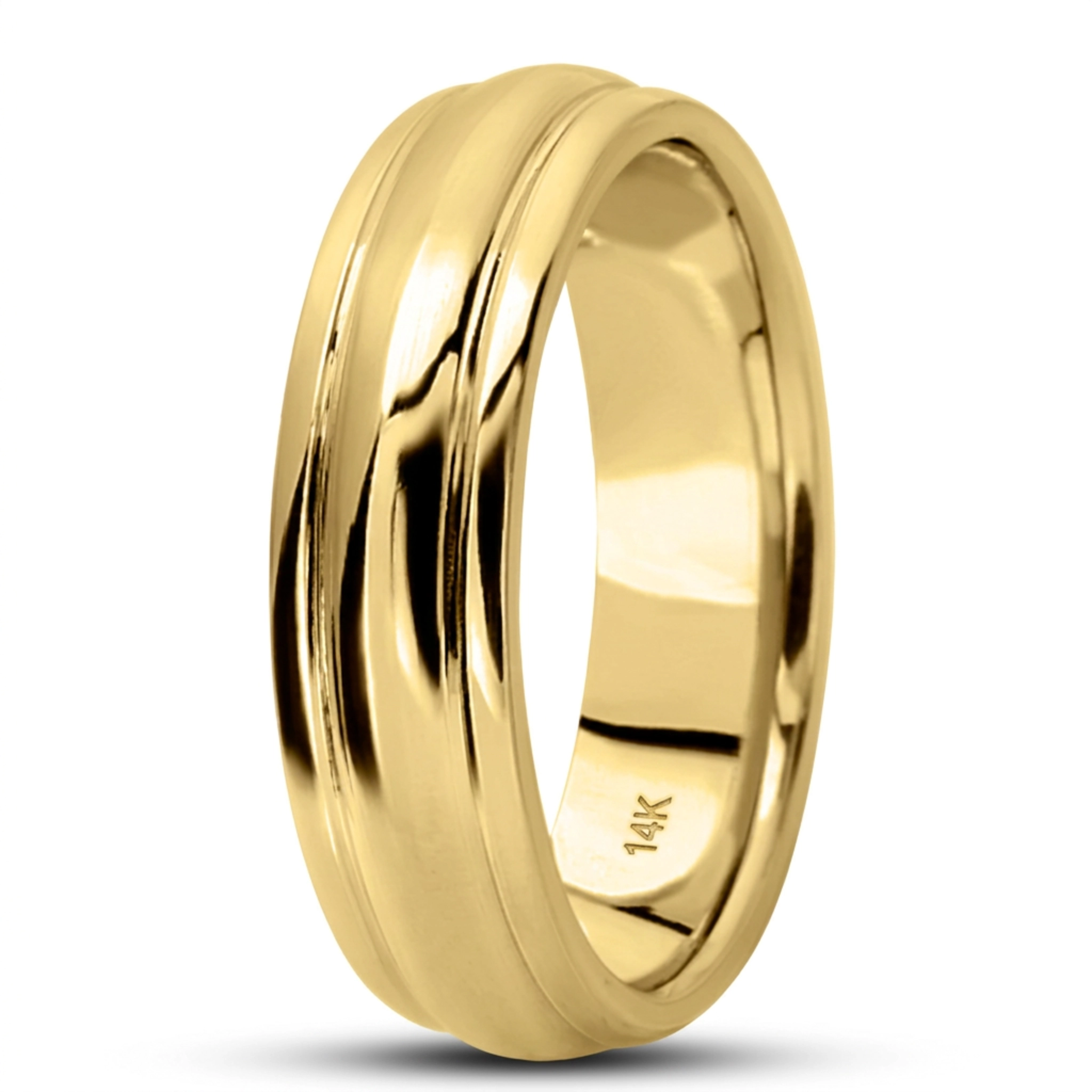 10K yellow gold 6mm. high polish simple-carved-wedding-bands - alternate view 7