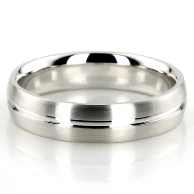 10K white gold 6mm. satin basic-carved-wedding-bands - main view thumbnail