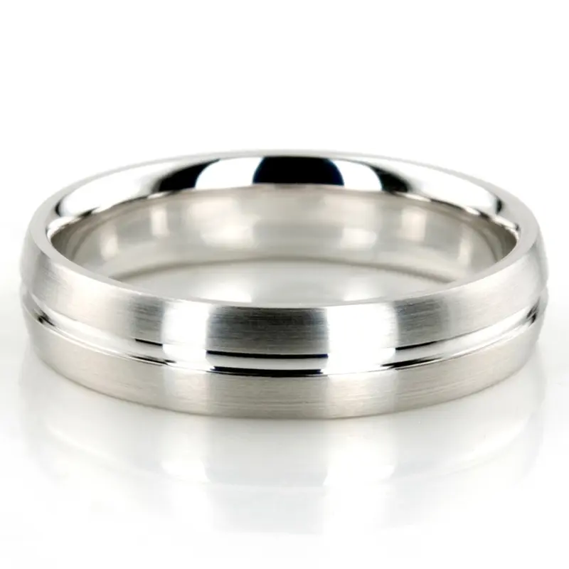 10K white gold 6mm. satin basic-carved-wedding-bands - main view