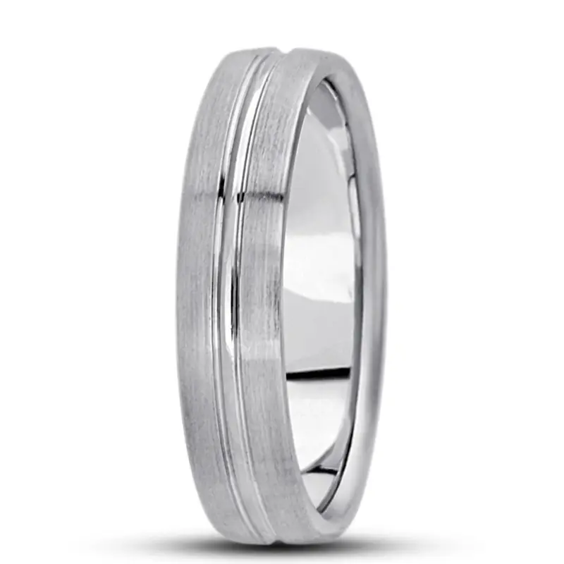 10K white gold 5mm. satin basic-carved-wedding-bands - alternate view 5