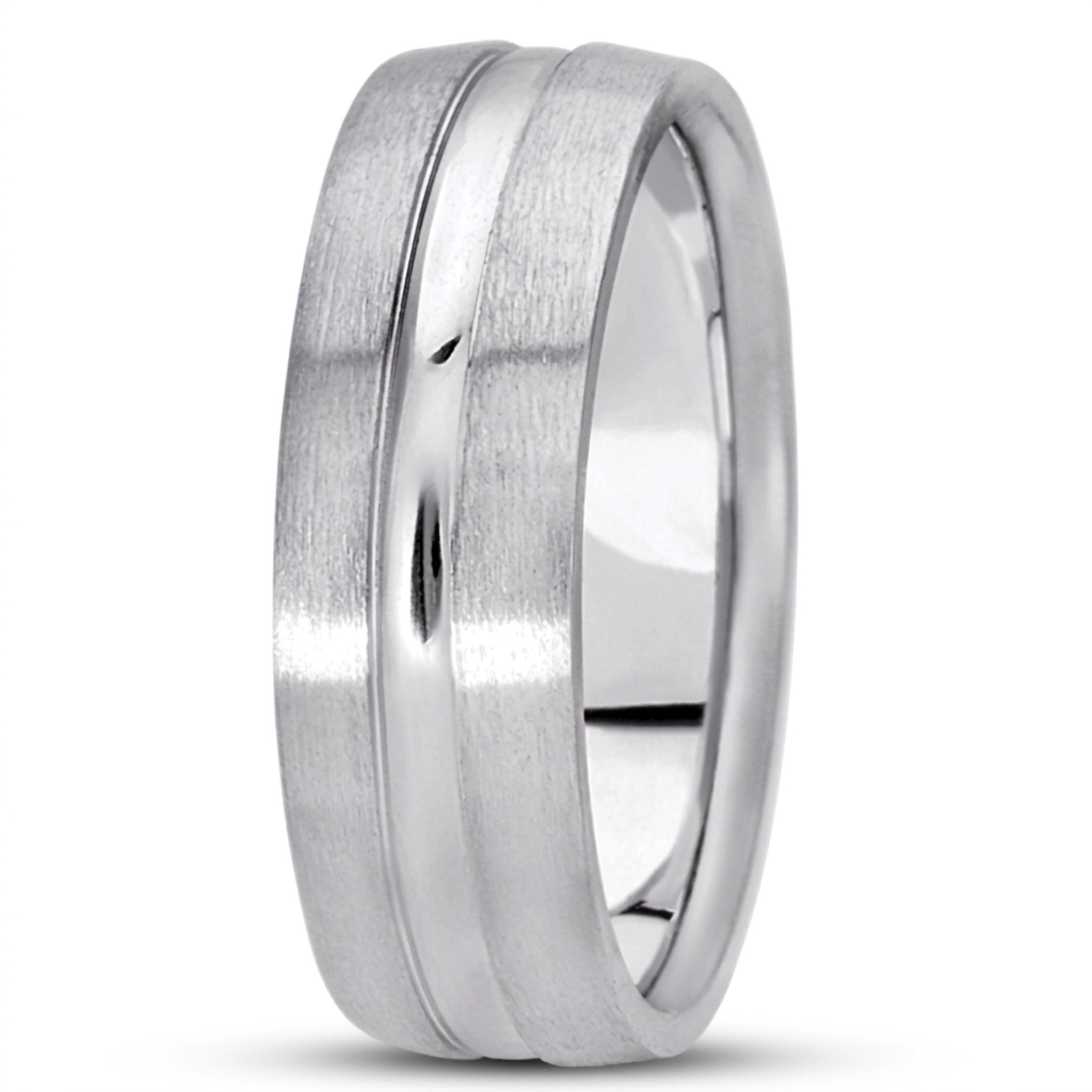 10K white gold 7mm. satin basic-carved-wedding-bands - alternate view 4