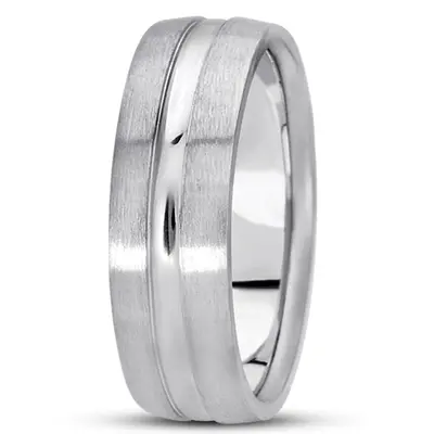10K white gold 7mm. satin basic-carved-wedding-bands - alternate view 4 thumbnail