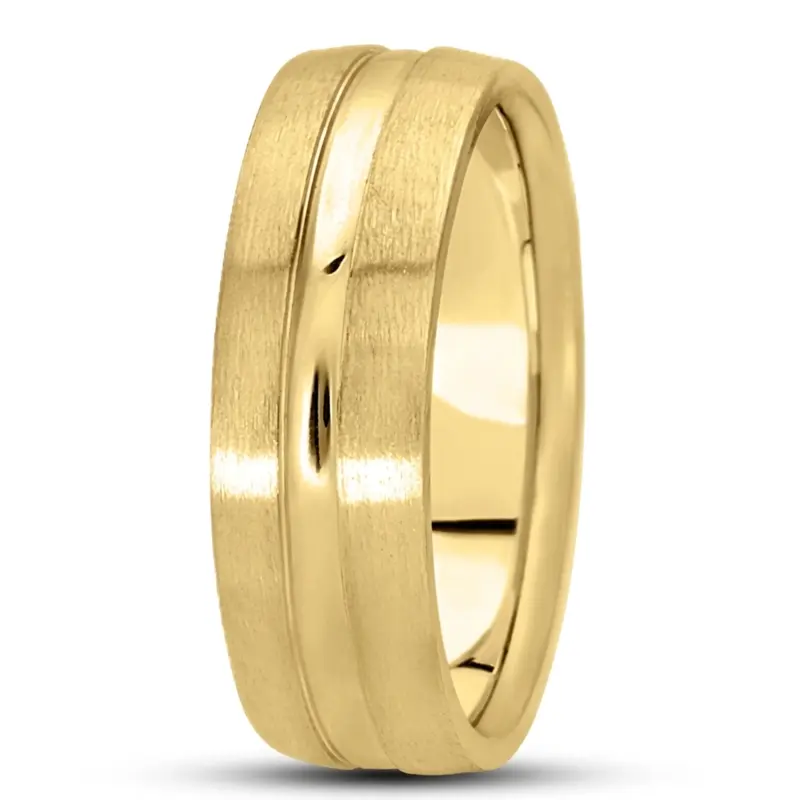 10K yellow gold 7mm. satin basic-carved-wedding-bands - alternate view 3
