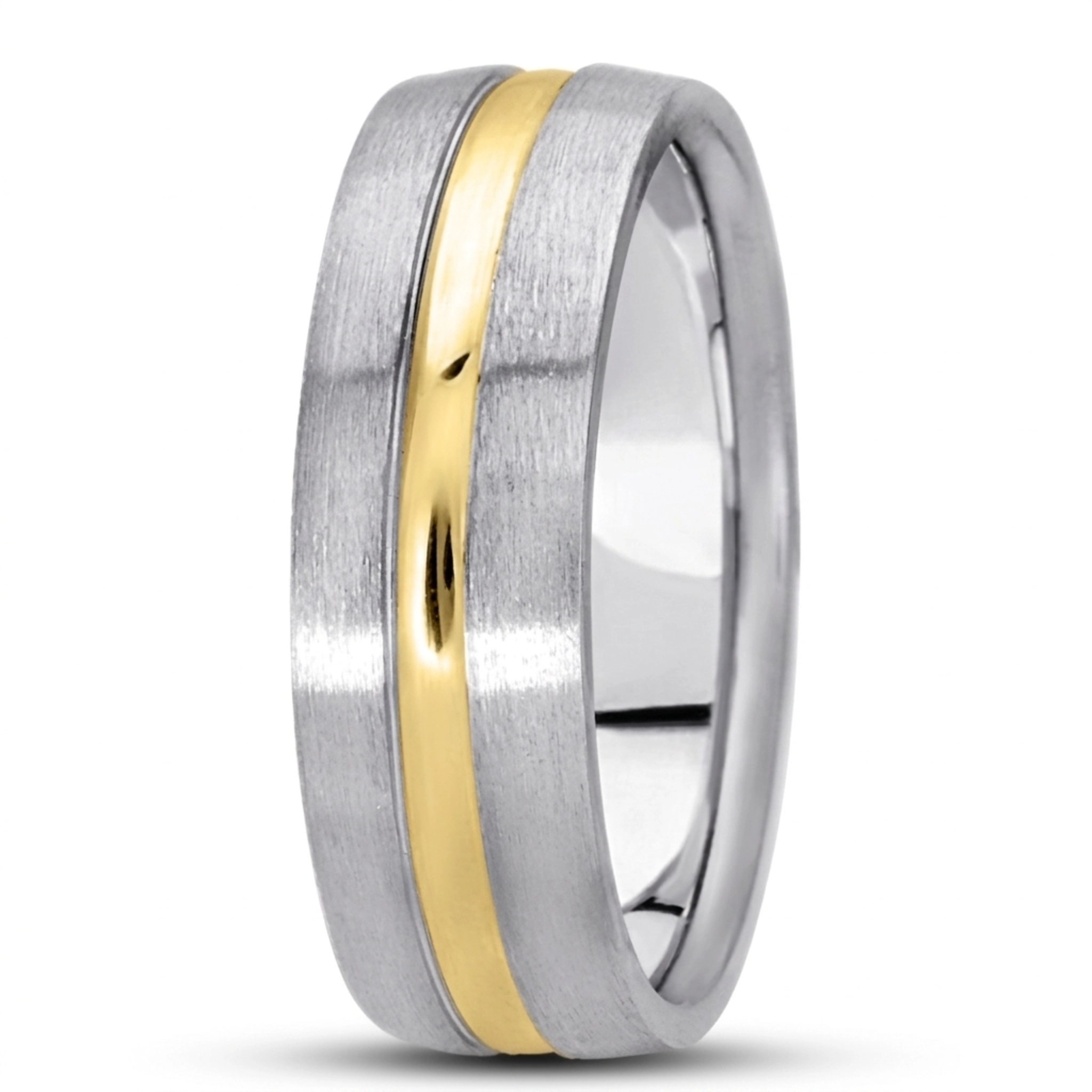 10K white-yellow-white gold 7mm. satin basic-carved-wedding-bands - alternate view 6