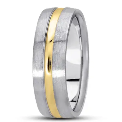 10K white-yellow-white gold 7mm. satin basic-carved-wedding-bands - alternate view 6 thumbnail
