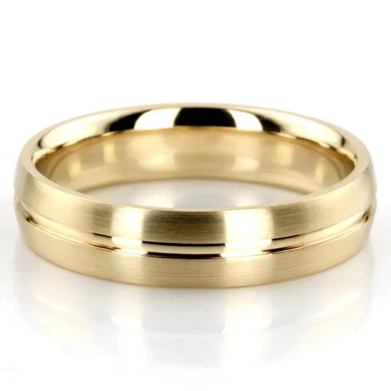 10K yellow gold 6mm. satin basic-carved-wedding-bands - alternate view 2