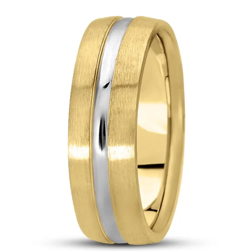 10K yellow-white-yellow gold 7mm. satin basic-carved-wedding-bands - alternate view 7