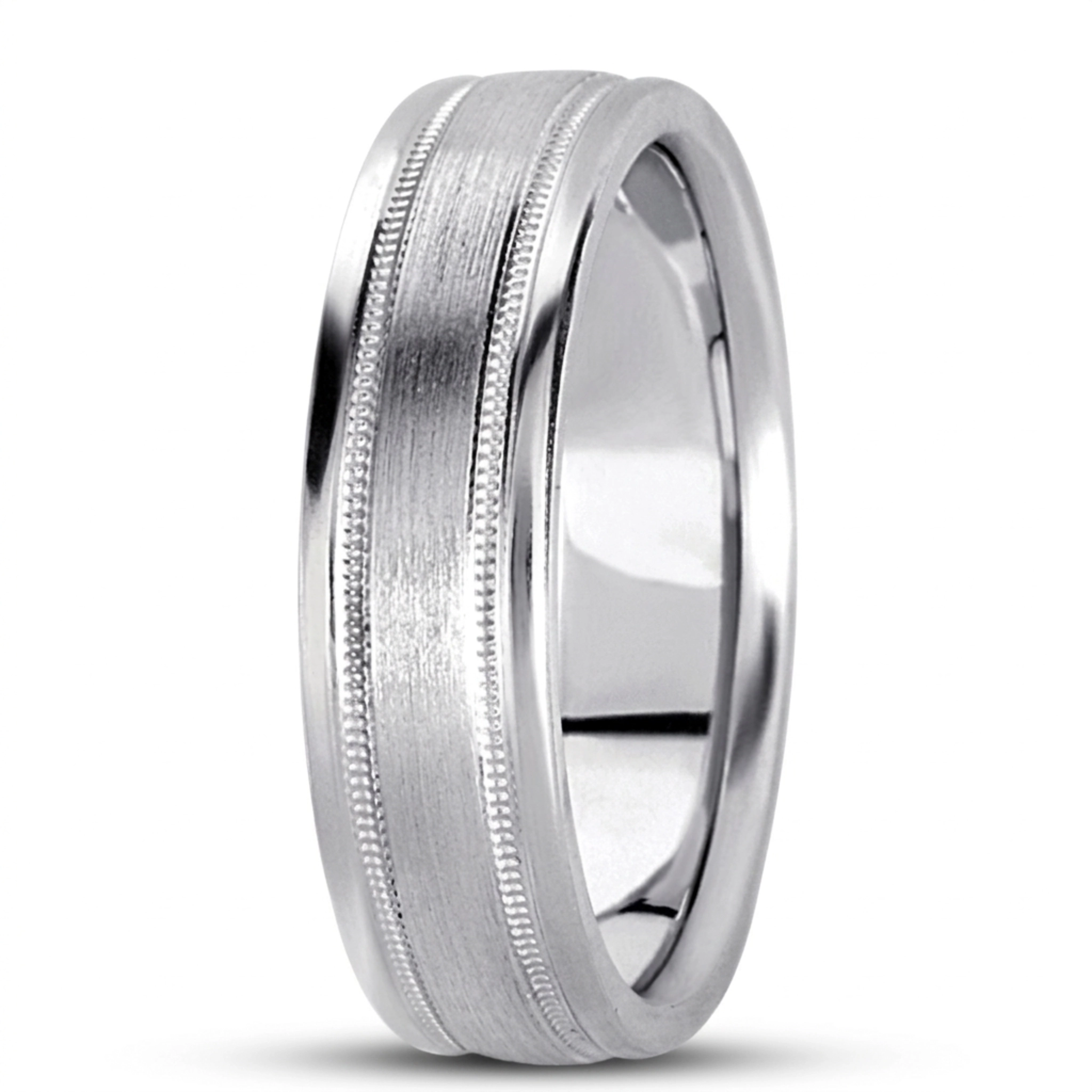 10K white gold 7mm. satin basic-carved-simple-wedding-bands - alternate view 7