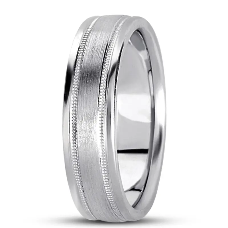 10K white gold 7mm. satin basic-carved-simple-wedding-bands - alternate view 7