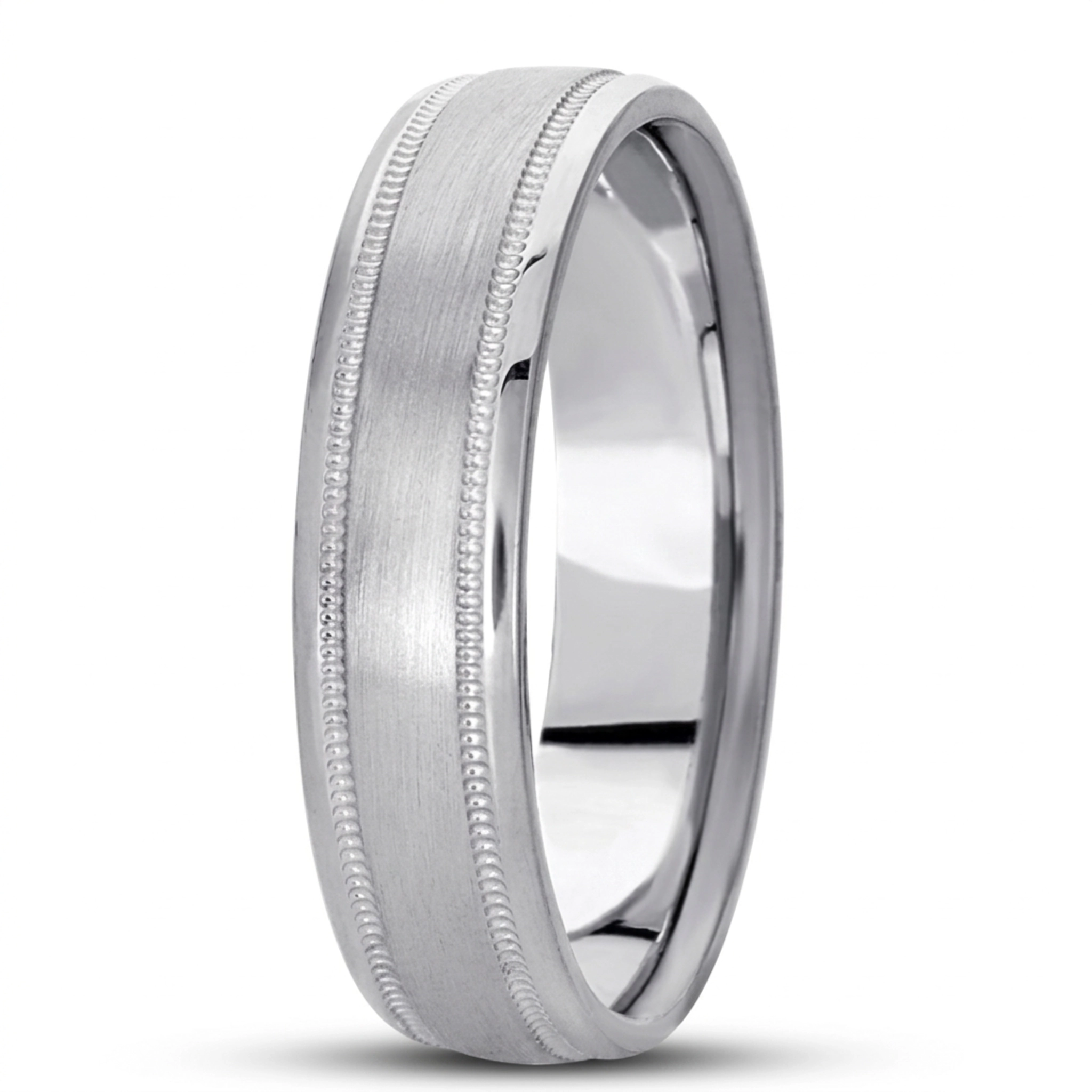 10K white gold 6mm. satin basic-carved-simple-wedding-bands - alternate view 6