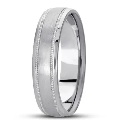 10K white gold 6mm. satin basic-carved-simple-wedding-bands - alternate view 6 thumbnail