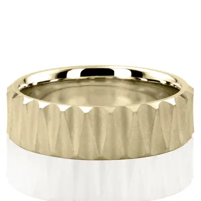 10K yellow gold 8mm. glass-bead Triangle-Carved-Basic-Wedding-Band - alternate view 2 thumbnail