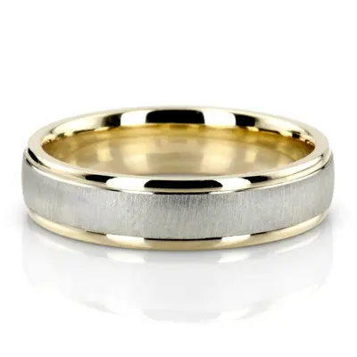 Classic Brushed Two-Tone Wedding Band 