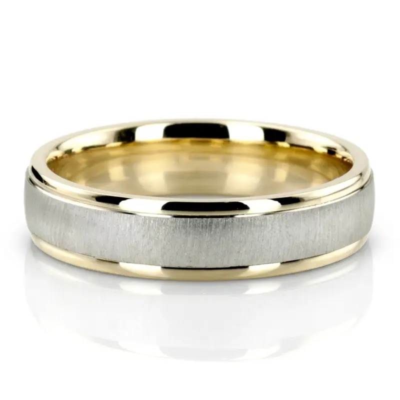 10K yellow-white-yellow gold 6mm. cross satin two-tone-wedding-band - alternate view 2