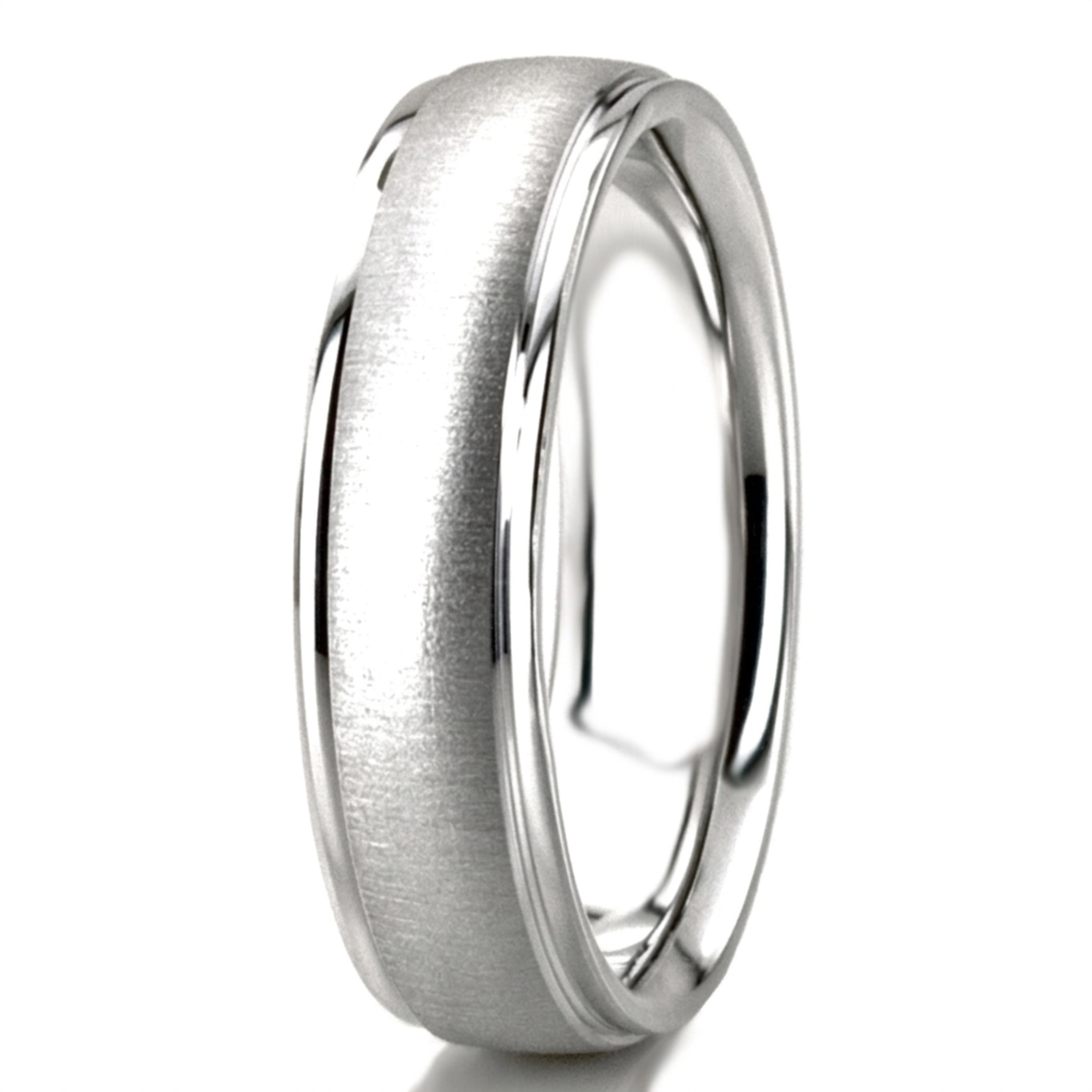 10K white gold 6mm. cross satin two-tone-wedding-band - alternate view 4