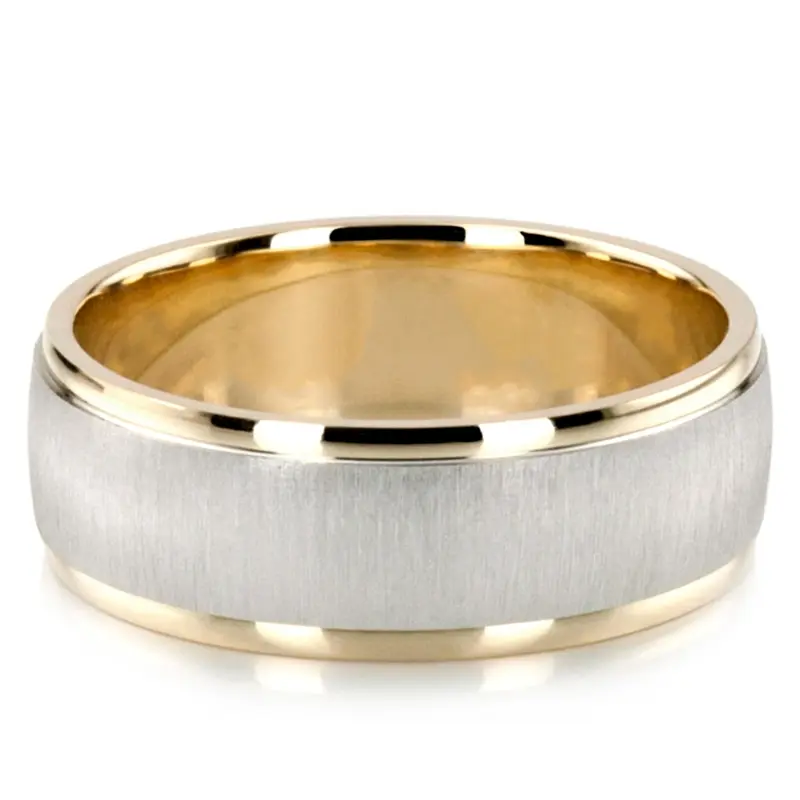10K yellow-white-yellow gold 8mm. cross satin two-tone-wedding-band - alternate view 7