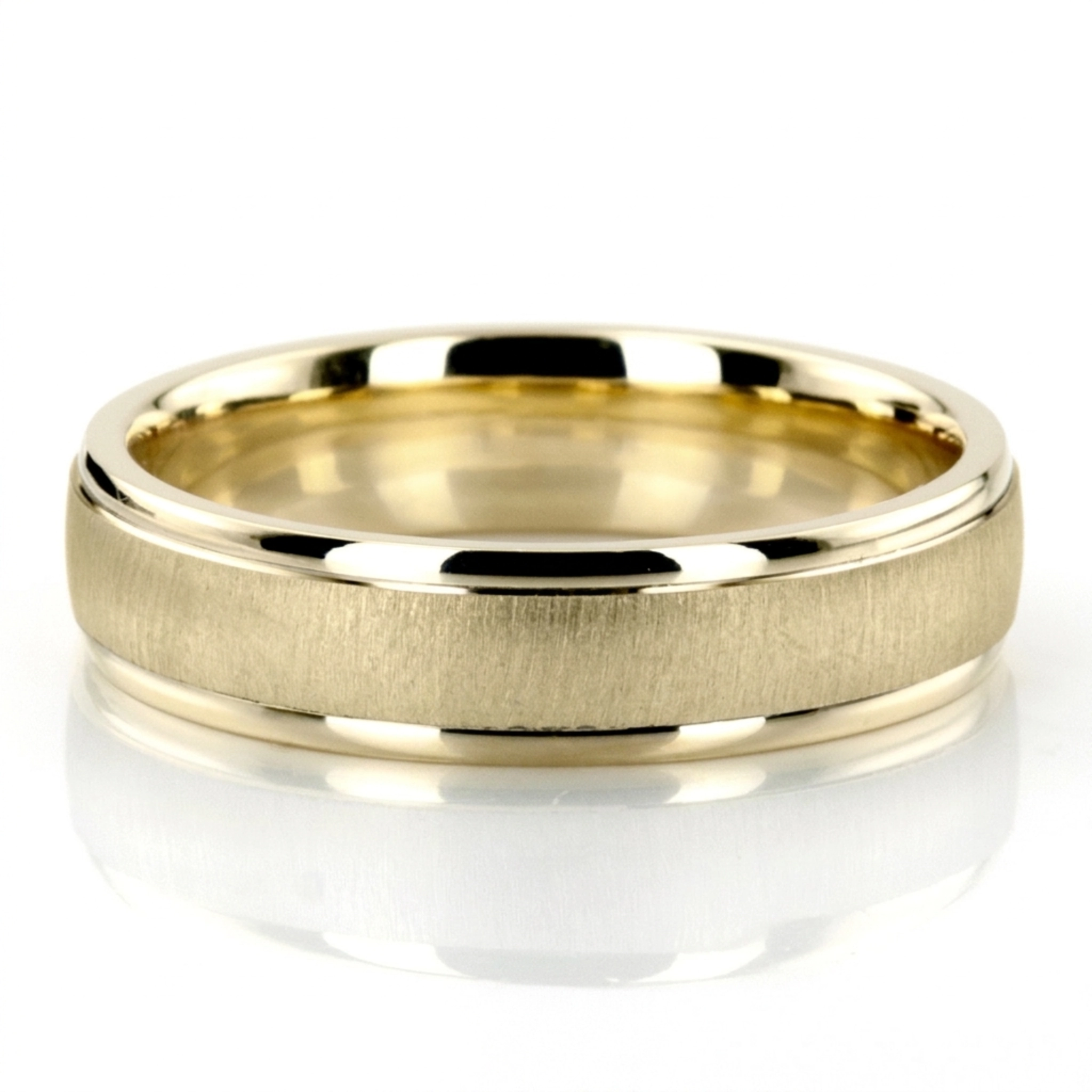 10K yellow gold 6mm. cross satin two-tone-wedding-band - alternate view 3