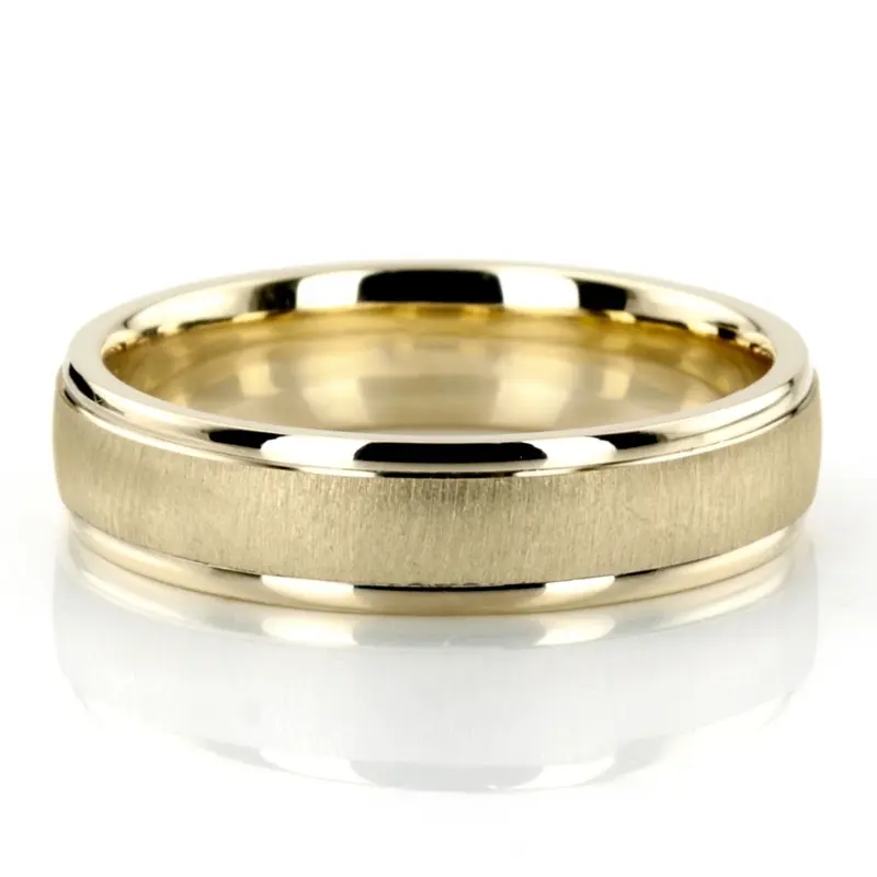 10K yellow gold 6mm. cross satin two-tone-wedding-band - alternate view 3