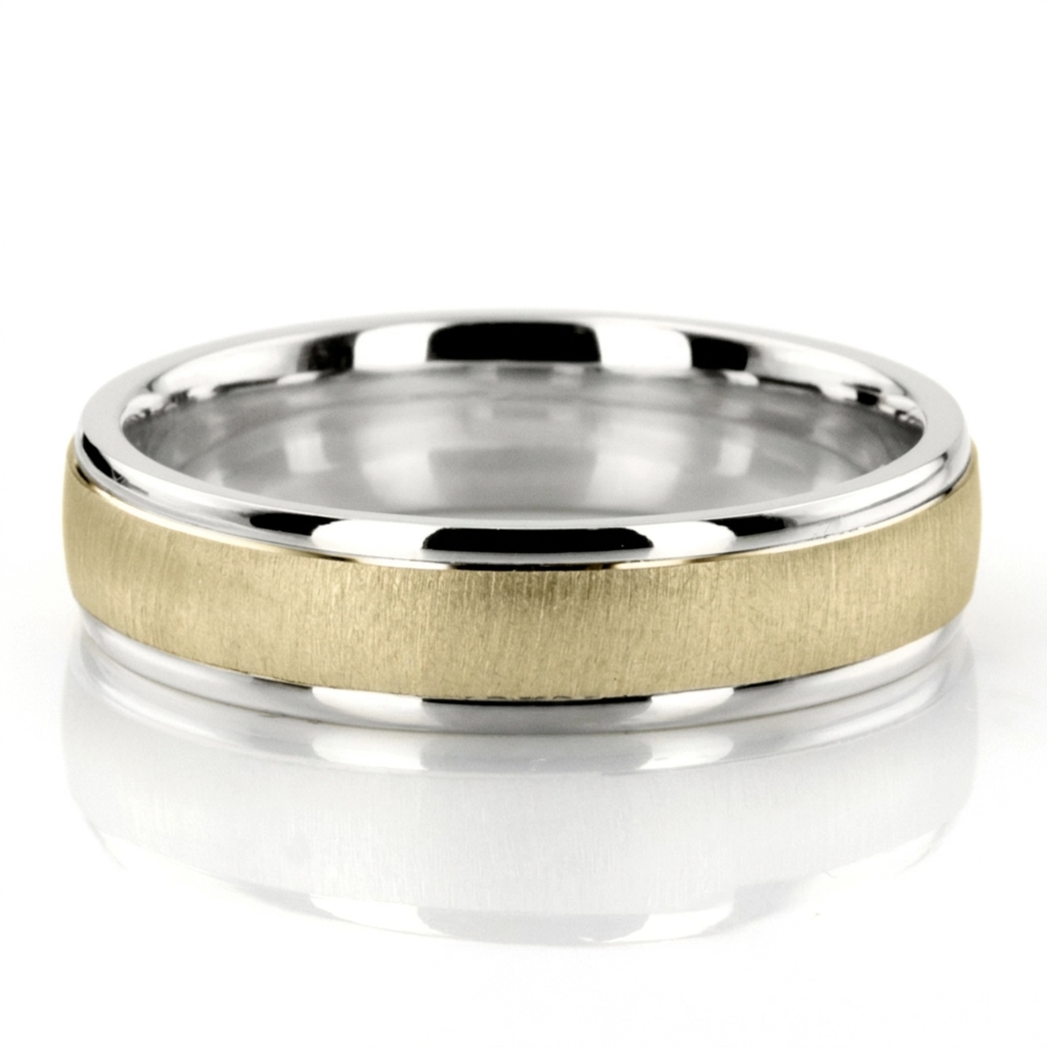 10K white-yellow-white gold 6mm. cross satin two-tone-wedding-band - alternate view 5