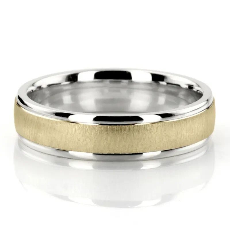 10K white-yellow-white gold 6mm. cross satin two-tone-wedding-band - alternate view 6