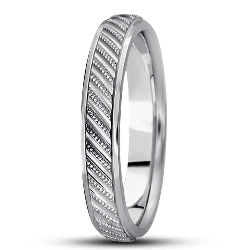 14K white gold 5mm. same as picture diamond-cut-fancy-wedding-band - alternate view 5