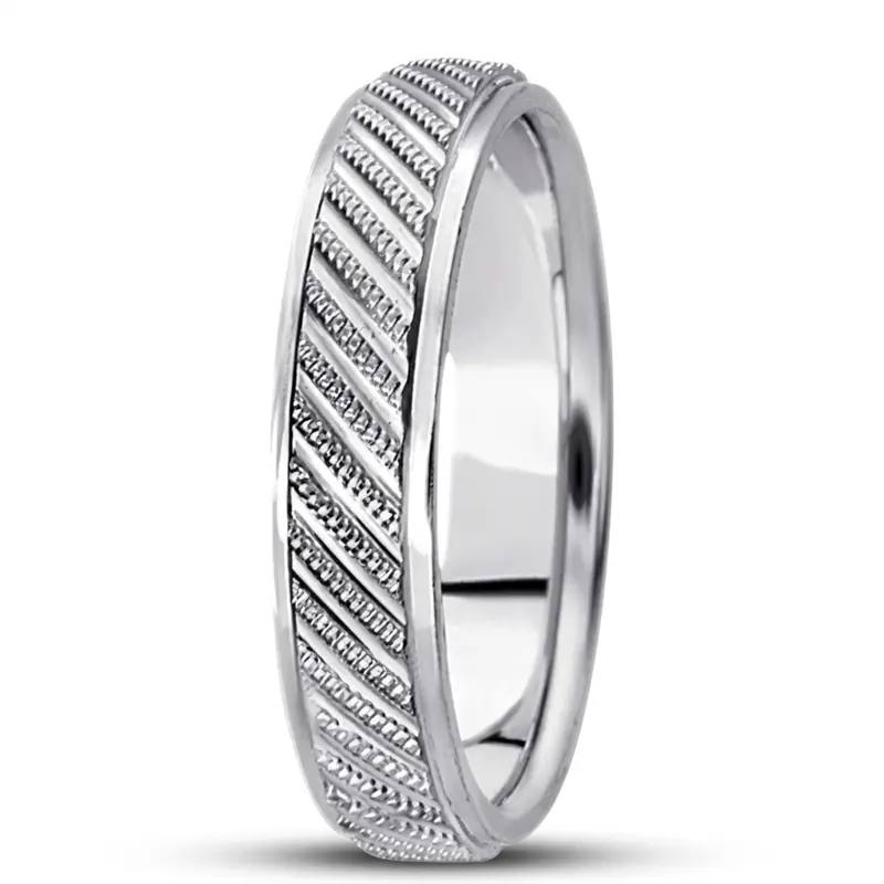 14K white gold 6mm. same as picture diamond-cut-fancy-wedding-band - alternate view 6