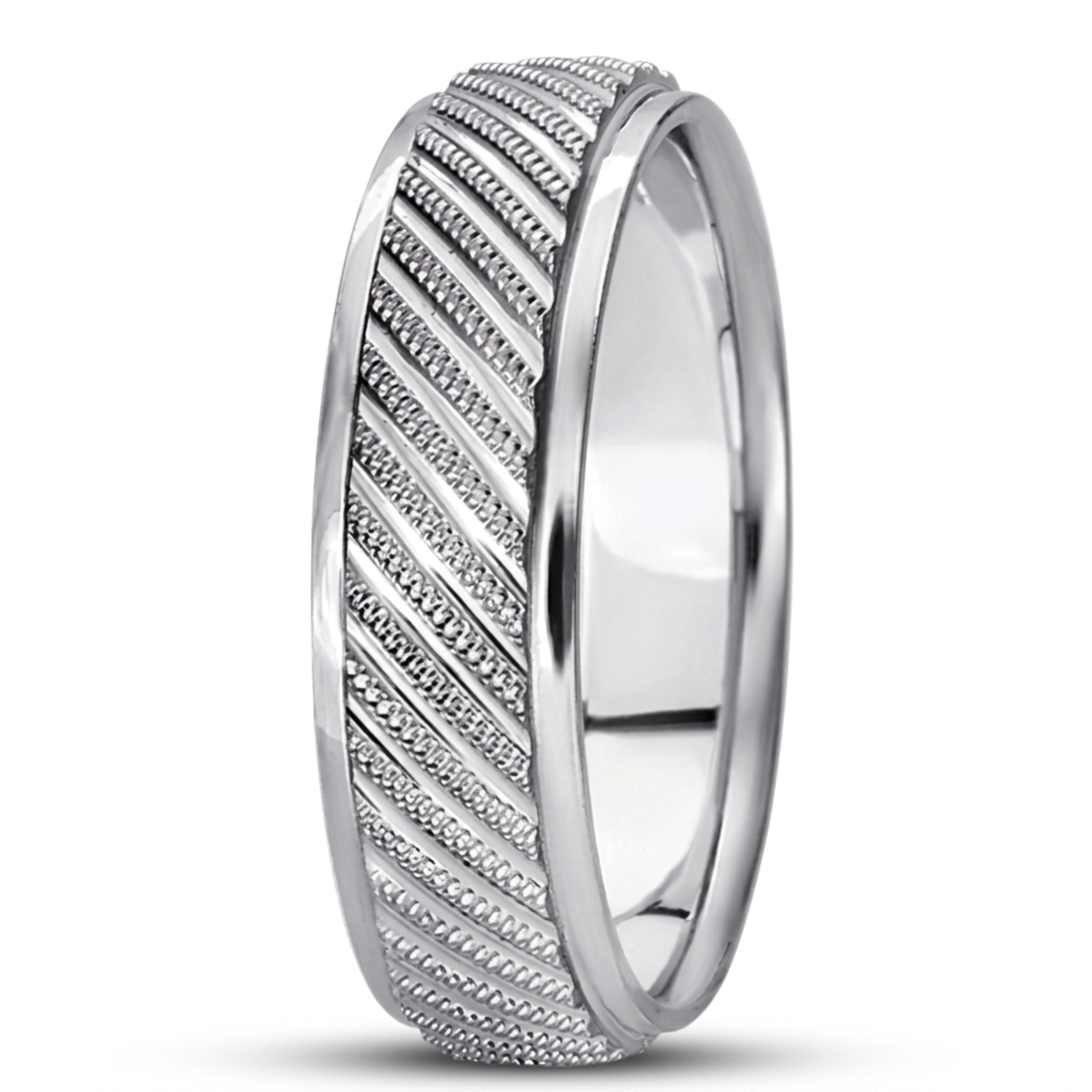 10K white gold 7mm. same as picture diamond-cut-fancy-wedding-band - alternate view 7