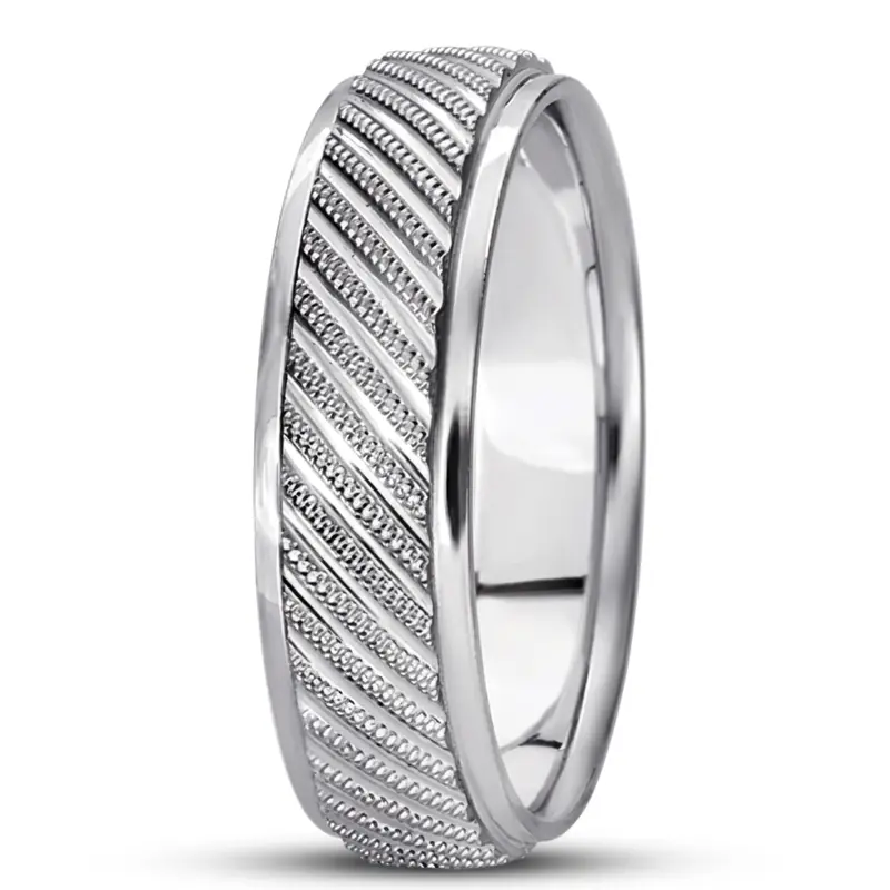 14K white gold 7mm. same as picture diamond-cut-fancy-wedding-band - alternate view 7