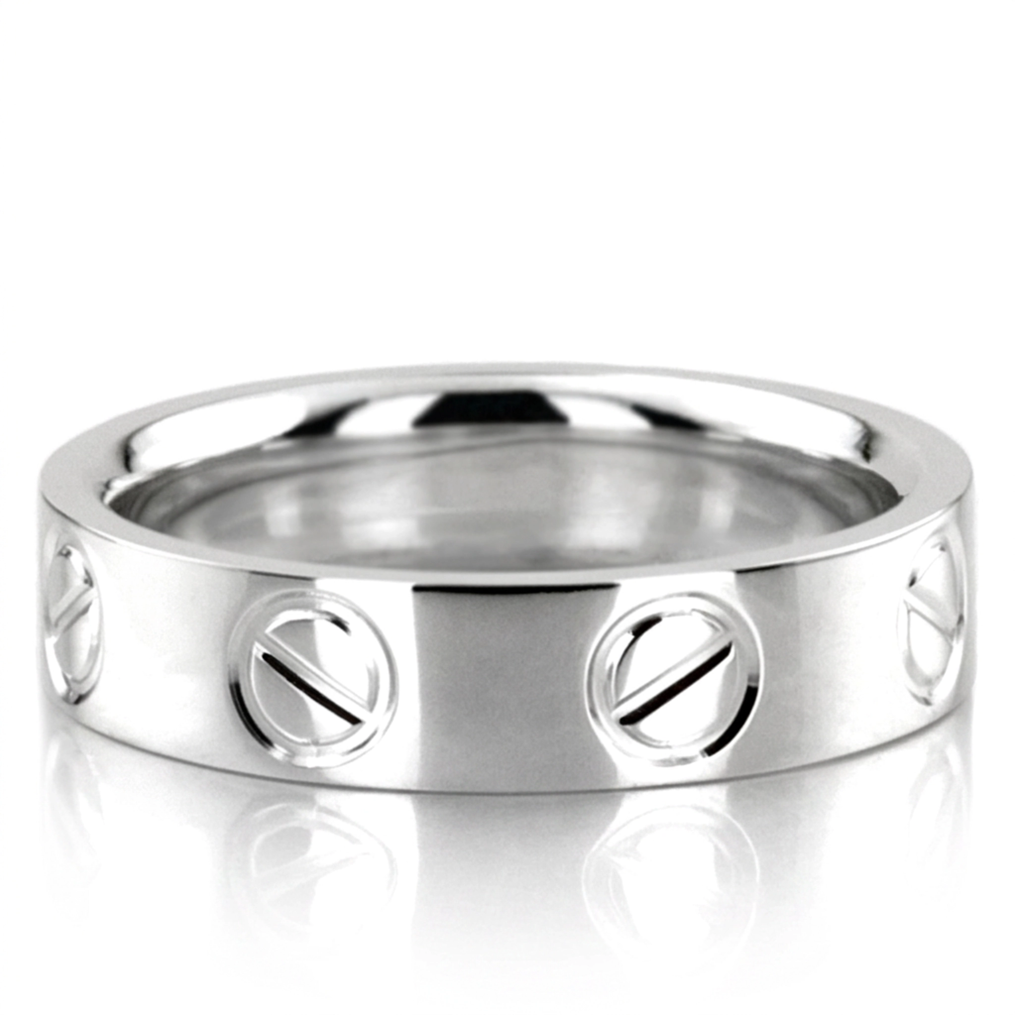 18K white gold 5mm. high polish Cartier-Inspired-Wedding-Ring - main view