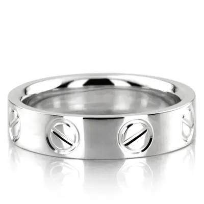 18K white gold 5mm. high polish Cartier-Inspired-Wedding-Ring - main view thumbnail