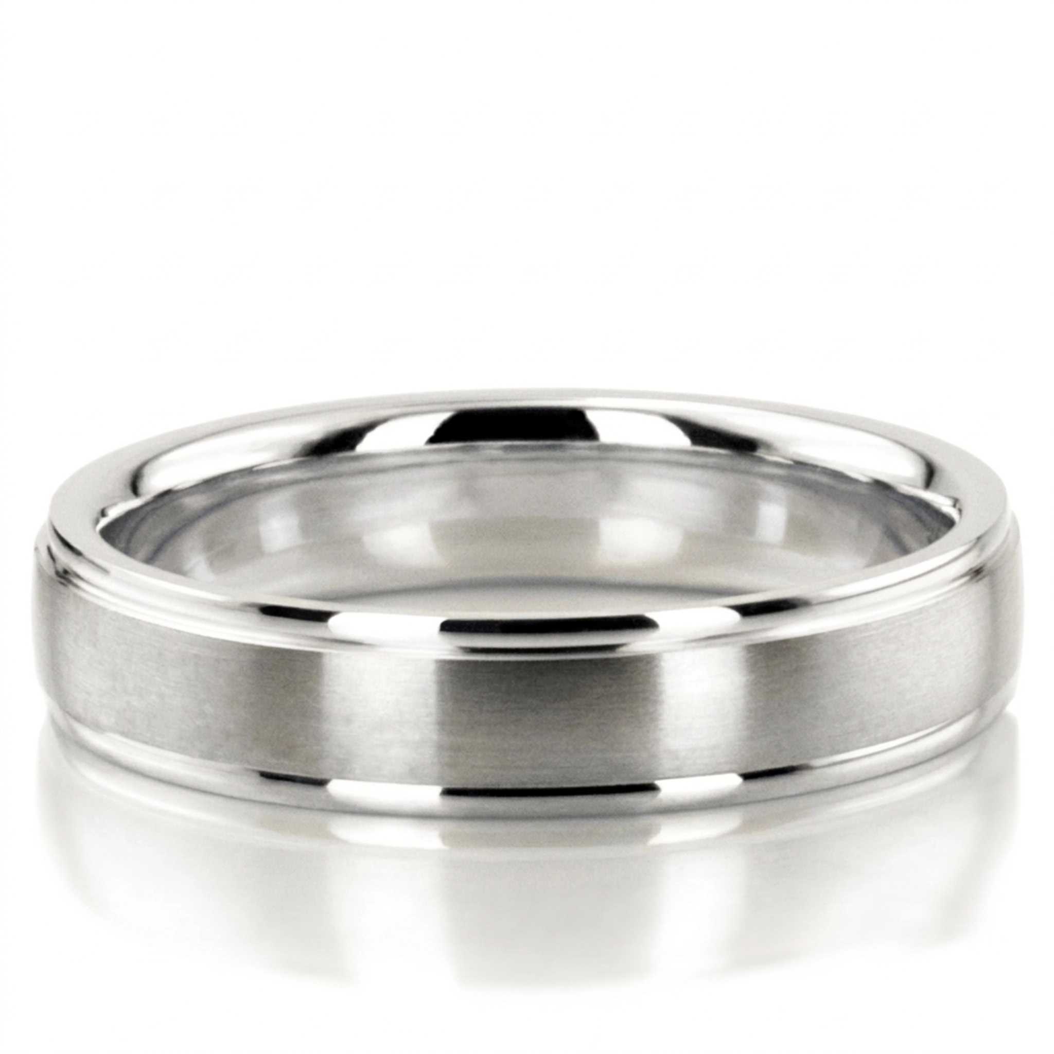 10K white gold 5mm. satin wedding-band-diamond-cut - alternate view 5