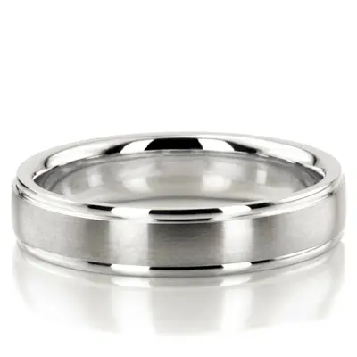 10K white gold 5mm. satin wedding-band-diamond-cut - alternate view 5 thumbnail