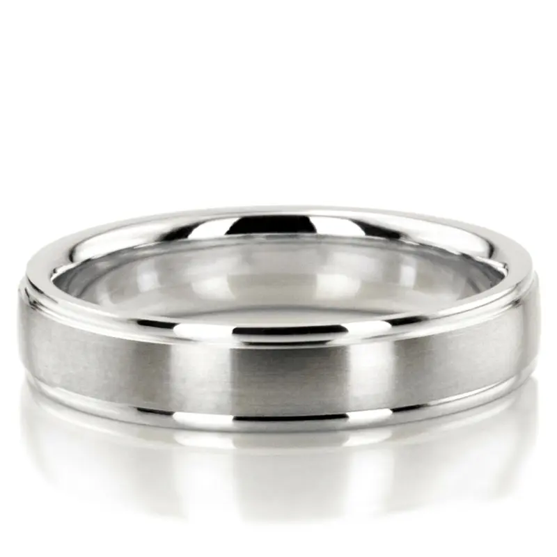 10K white gold 5mm. satin wedding-band-diamond-cut - alternate view 5