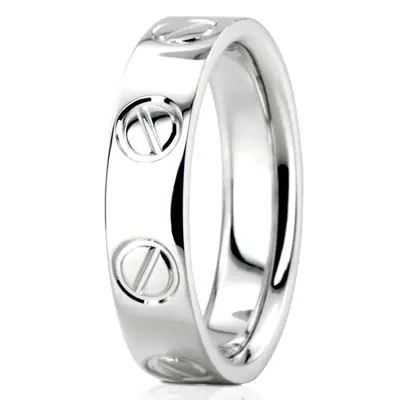 18K white gold 5mm. high polish Cartier-Inspired-Wedding-Ring - alternate view 5 thumbnail