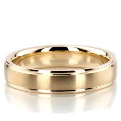 10K yellow gold 5mm. satin wedding-band-diamond-cut - alternate view 4 thumbnail