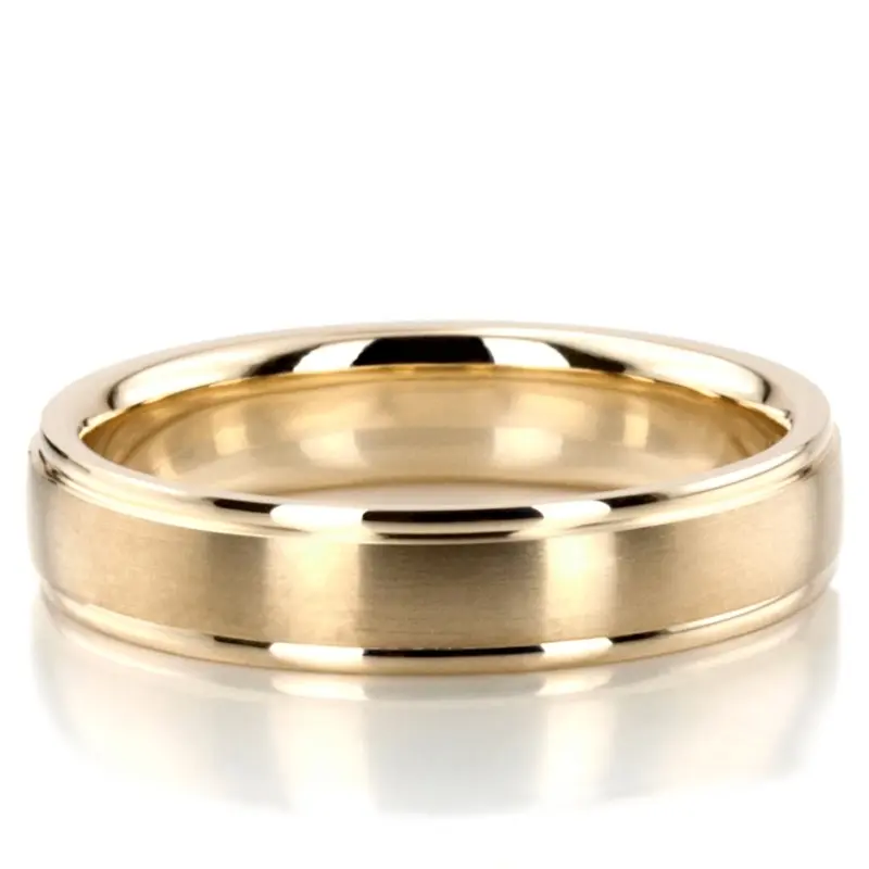 10K yellow gold 5mm. satin wedding-band-diamond-cut - alternate view 4