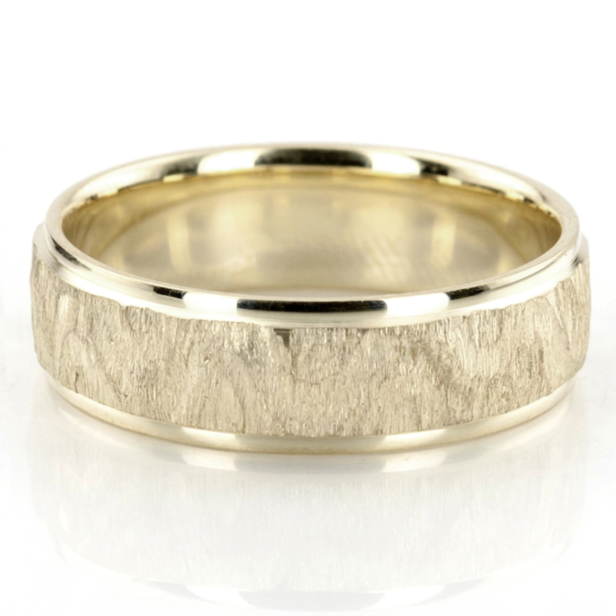 14K yellow gold 7mm. diamond cut step-edge-basic-wedding-ring - main view
