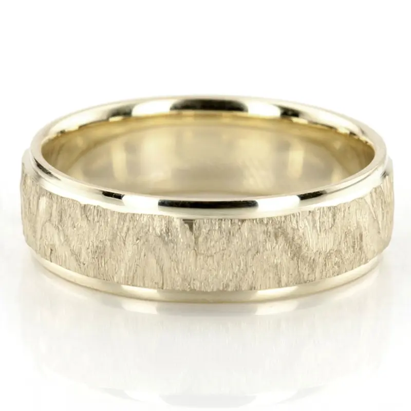 10K yellow gold 7mm. diamond cut step-edge-basic-wedding-ring - alternate view 2