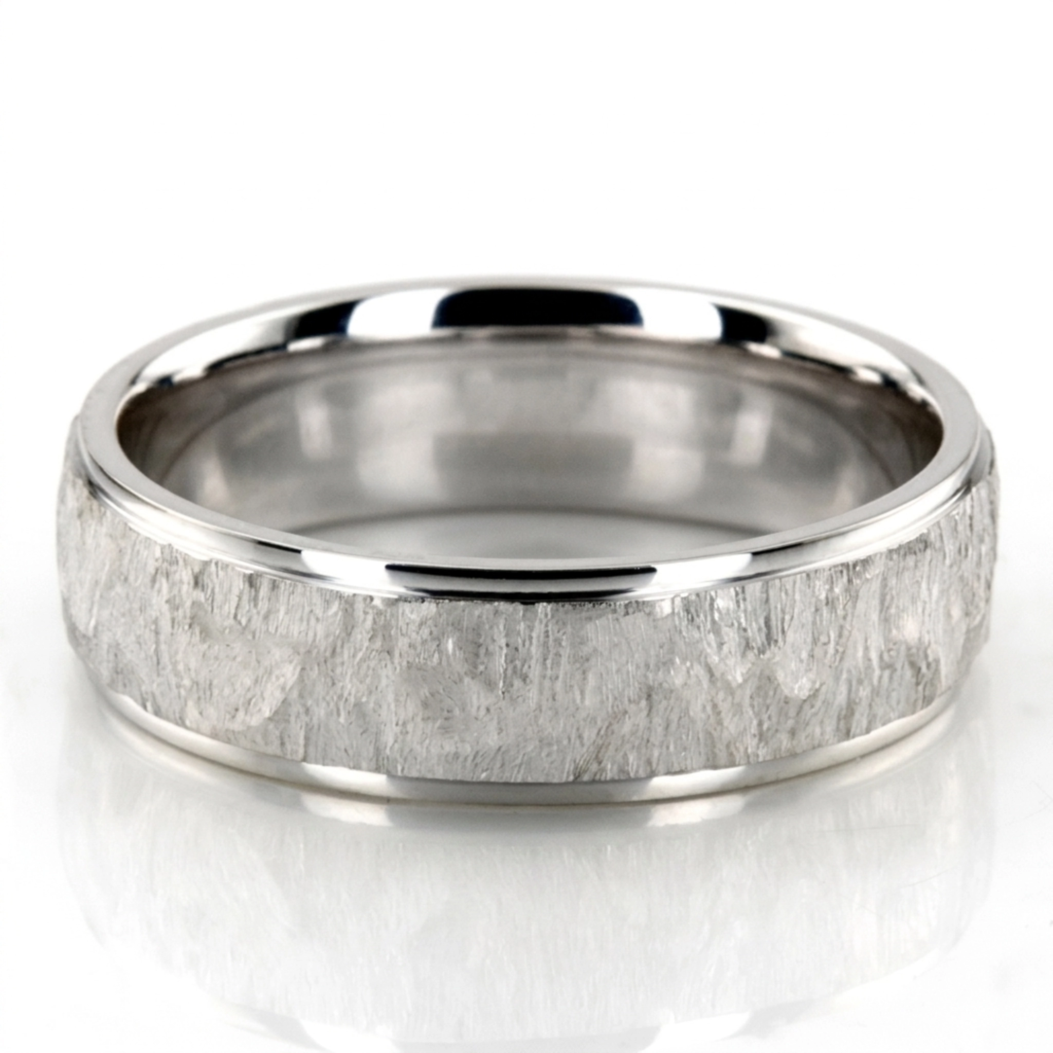 14K white gold 6mm. diamond cut step-edge-basic-wedding-ring - alternate view 2