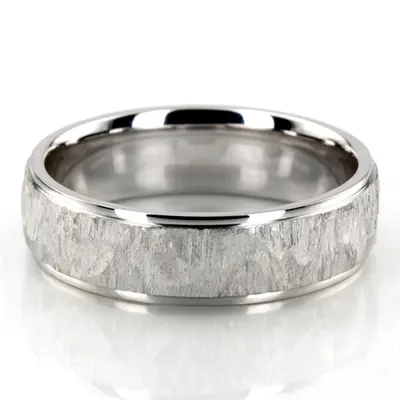 14K white gold 6mm. diamond cut step-edge-basic-wedding-ring - alternate view 2 thumbnail