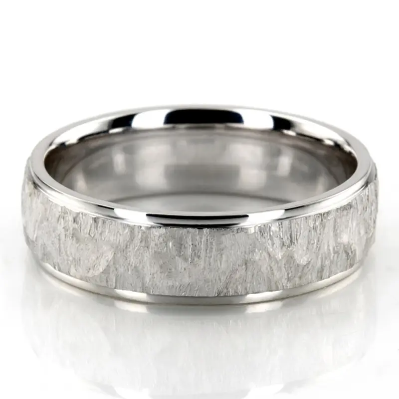 10K white gold 6mm. diamond cut step-edge-basic-wedding-ring - main view