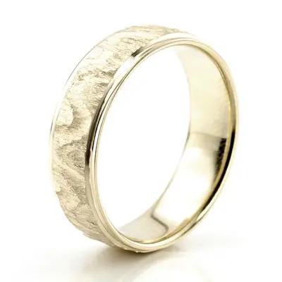 14K yellow gold 7mm. diamond cut step-edge-basic-wedding-ring - alternate view 3 thumbnail