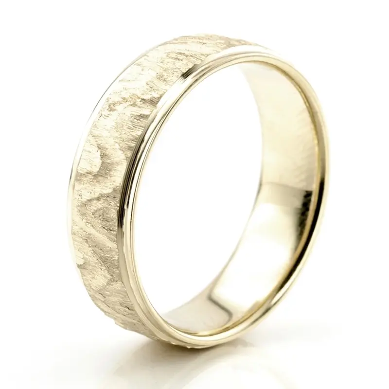 10K yellow gold 7mm. diamond cut step-edge-basic-wedding-ring - alternate view 3