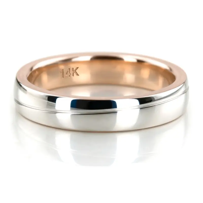 14K same as picture gold 5mm. high polish Color-Duo-Contemporary-Wedding-Band - main view